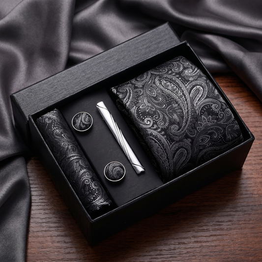 Silk Tie Set - Black